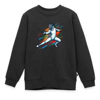 Escrime Escrimeur, Sport Noble - Sweat Premium enfant bio - noir - Devant - AI Model Kid Female (0cm)