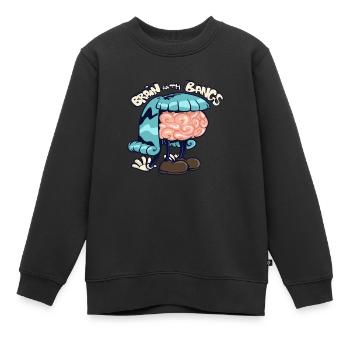 cerveau avec une frange - Sweat Premium enfant bio - noir - Devant - AI Model Kid Female (0cm)