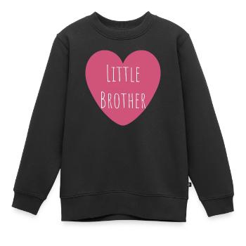 Kleiner Bruder | Rosa Herz - Kinder Premium Organic Sweatshirt - Schwarz - Vorne - AI Model Kid Female (0cm)