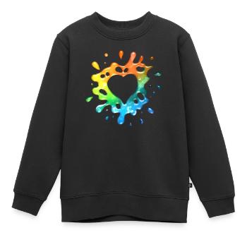 Herz-Spritzer - Kinder Premium Organic Sweatshirt - Schwarz - Vorne - AI Model Kid Female (0cm)