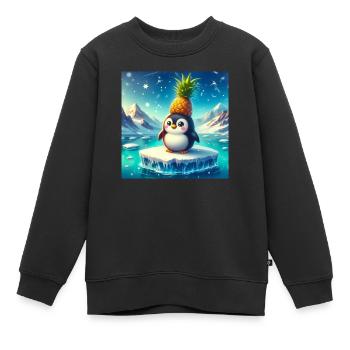 Süßer Pinguin mit Ananas auf Eisscholle - Kinder Premium Organic Sweatshirt - Schwarz - Vorne - AI Model Kid Female (0cm)