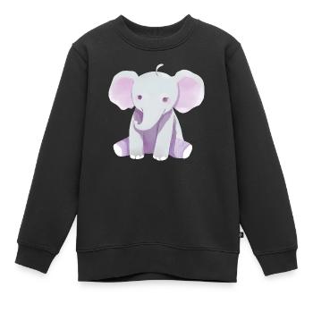 Süßer Elefanten Print Pastell Aquarell - Kinder Premium Organic Sweatshirt - Schwarz - Vorne - AI Model Kid Female (0cm)