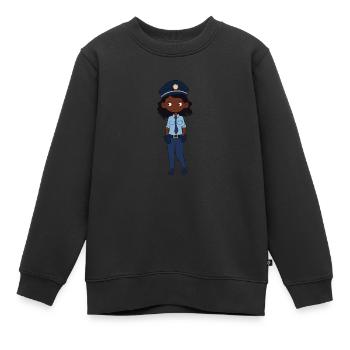Policière - Sweat Premium enfant bio - noir - Devant - AI Model Kid Female (0cm)