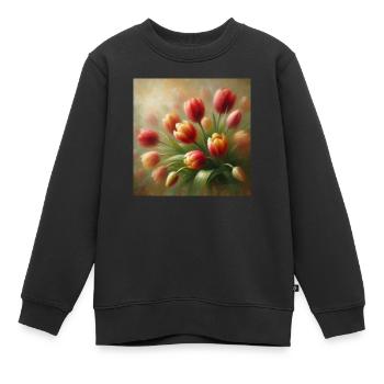 Aesthetic Tulips Flowers - Kids Premium Organic Sweatshirt - black - Front - AI Model Kid Female (0cm)