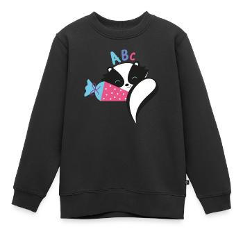 Skunk avec cône d’école inscription à l’école - Sweat Premium enfant bio - noir - Devant - AI Model Kid Female (0cm)