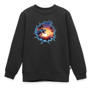 Autocollant T-rex de dinosaure - Sweat Premium enfant bio - noir - Devant - AI Model Kid Female (0cm)