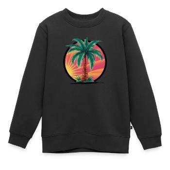 Tropische Palme bei Sonnenuntergang – Urlaubsmotiv - Kinder Premium Organic Sweatshirt - Schwarz - Vorne - AI Model Kid Female (0cm)