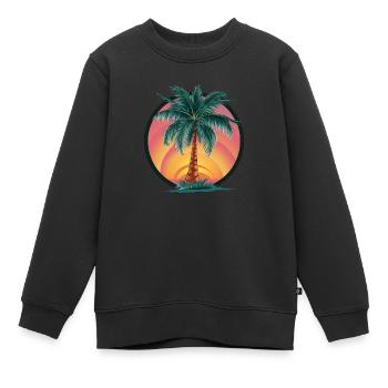 Tropische Palme bei Sonnenuntergang – Urlaubsmotiv - Kinder Premium Organic Sweatshirt - Schwarz - Vorne - AI Model Kid Female (0cm)