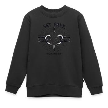 Botschaften aus der Bibel Befreiung aus Ketten - Kinder Premium Organic Sweatshirt - Schwarz - Vorne - AI Model Kid Female (0cm)