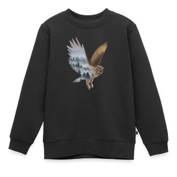 Uhu - Kinder Premium Organic Sweatshirt - Schwarz - Vorne - AI Model Kid Female (0cm)