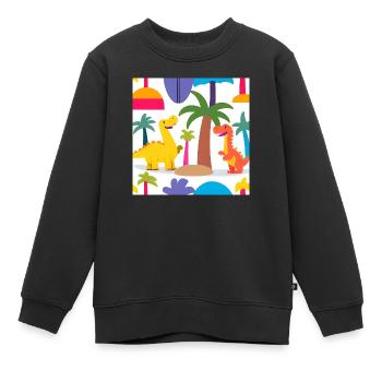 🦖 Fröhliche Dino-Abenteuer 🌴 - Kinder Premium Organic Sweatshirt - Schwarz - Vorne - AI Model Kid Female (0cm)