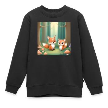 🌲 Traumhafte Waldfreunde 🦉🦊🦌 - Kinder Premium Organic Sweatshirt - Schwarz - Vorne - AI Model Kid Female (0cm)