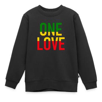 ONE LOVE - Reggae Music - Musik - Kinder Premium Organic Sweatshirt - Schwarz - Vorne - AI Model Kid Female (0cm)
