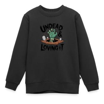 Zombie-Hand - Undead & Loving It - Kinder Premium Organic Sweatshirt - Schwarz - Vorne - AI Model Kid Female (0cm)