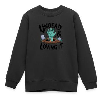 Zombie-Hand - Undead & Loving It - Kinder Premium Organic Sweatshirt - Schwarz - Vorne - AI Model Kid Female (0cm)