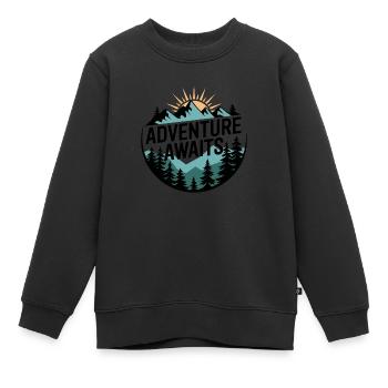L’aventure vous attend – Panorama de montagne - Sweat Premium enfant bio - noir - Devant - AI Model Kid Female (0cm)