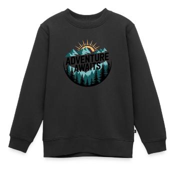 L’aventure vous attend – Panorama de montagne - Sweat Premium enfant bio - noir - Devant - AI Model Kid Female (0cm)