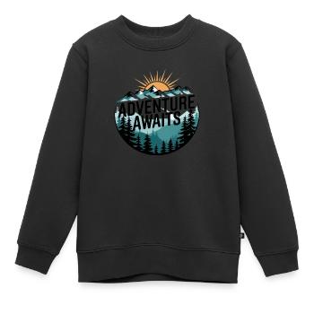 L’aventure vous attend – Panorama de montagne - Sweat Premium enfant bio - noir - Devant - AI Model Kid Female (0cm)