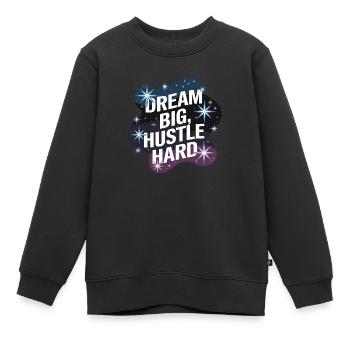 Rêver grand, se démener – Ciel nocturne - Sweat Premium enfant bio - noir - Devant - AI Model Kid Female (0cm)