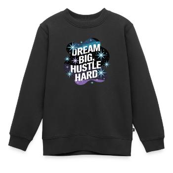 Rêver grand, se démener – Ciel nocturne - Sweat Premium enfant bio - noir - Devant - AI Model Kid Female (0cm)