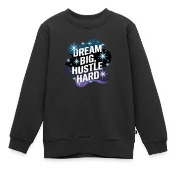 Rêver grand, se démener – Ciel nocturne - Sweat Premium enfant bio - noir - Devant - AI Model Kid Female (0cm)