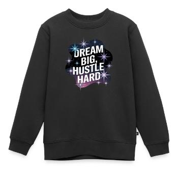 Rêver grand, se démener – Ciel nocturne - Sweat Premium enfant bio - noir - Devant - AI Model Kid Female (0cm)