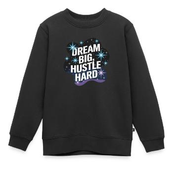 Rêver grand, se démener – Ciel nocturne - Sweat Premium enfant bio - noir - Devant - AI Model Kid Female (0cm)