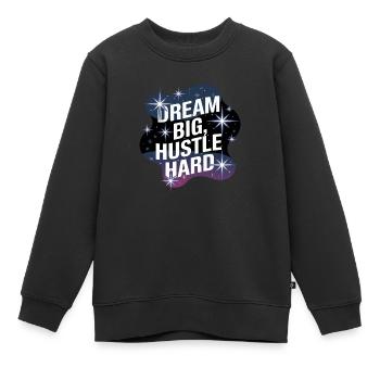 Rêver grand, se démener – Ciel nocturne - Sweat Premium enfant bio - noir - Devant - AI Model Kid Female (0cm)