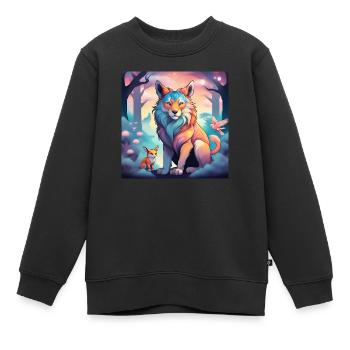 Löwe Fuchs Fabelwesen - Kinder Premium Organic Sweatshirt - Schwarz - Vorne - AI Model Kid Female (0cm)