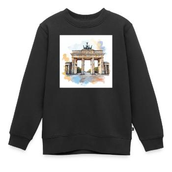 Brandenburger Tor in Farbe - Kinder Premium Organic Sweatshirt - Schwarz - Vorne - AI Model Kid Female (0cm)