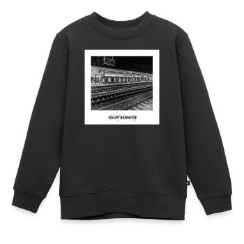 Wolfsburg Hauptbahnhof - Kinder Premium Organic Sweatshirt - Schwarz - Vorne - AI Model Kid Female (0cm)