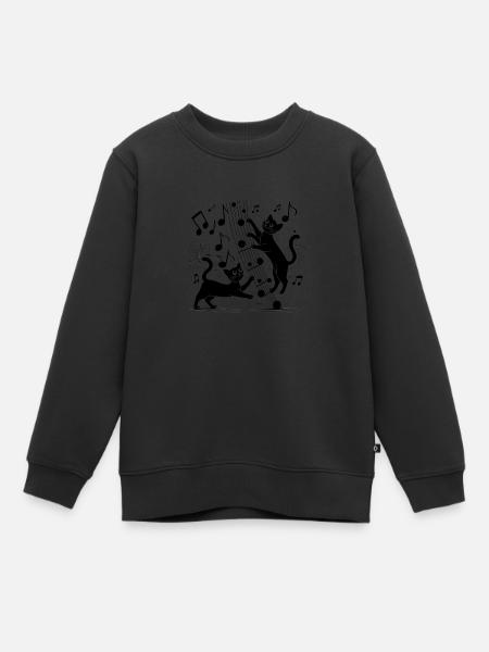 Schwarze Katzen Muster spielen mit Musiknote - Kinder Premium Organic Sweatshirt - Schwarz