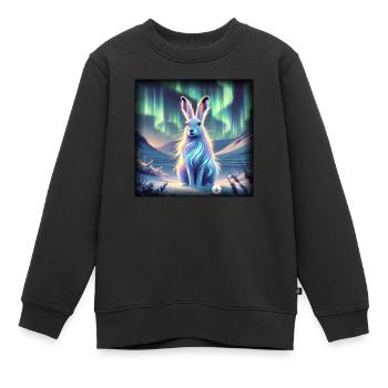 Schneehase Aurora Borealis - Kinder Premium Organic Sweatshirt - Schwarz - Vorne - AI Model Kid Female (0cm)