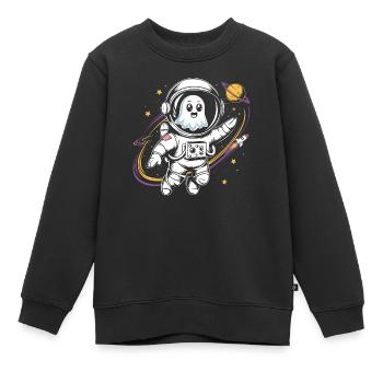 Fantôme mignon dans l’espace - Sweat Premium enfant bio - noir - Devant - AI Model Kid Female (0cm)