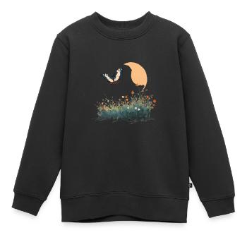 Un papillon survole une prairie colorée - Sweat Premium enfant bio - noir - Devant - AI Model Kid Female (0cm)