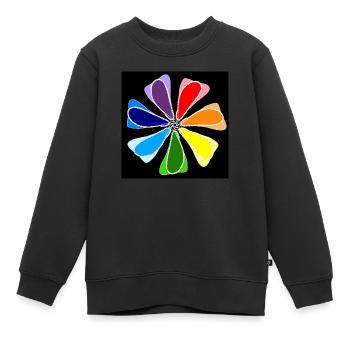 Rainbow abstract flower - Kids Premium Organic Sweatshirt - black - Front - AI Model Kid Female (0cm)
