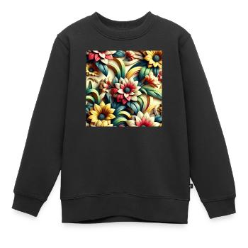 Blumenmuster 3D Effekt - Kinder Premium Organic Sweatshirt - Schwarz - Vorne - AI Model Kid Female (0cm)