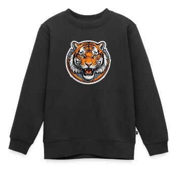 Dynamischer Tiger - Kinder Premium Organic Sweatshirt - Schwarz - Vorne - AI Model Kid Female (0cm)