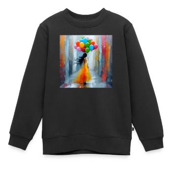 Ballons - Sweat Premium enfant bio - noir - Devant - AI Model Kid Female (0cm)