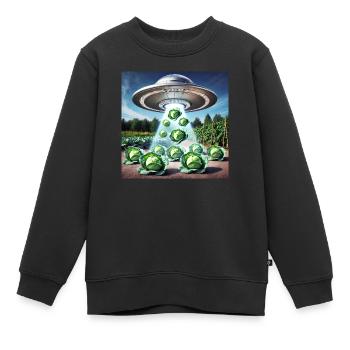 UFO & Kohl - Green Invasion - Kinder Premium Organic Sweatshirt - Schwarz - Vorne - AI Model Kid Female (0cm)
