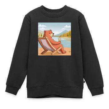Gönn dir ne Auszeit - Kinder Premium Organic Sweatshirt - Schwarz - Vorne - AI Model Kid Female (0cm)