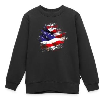 splat États-Unis - Sweat Premium enfant bio - noir - Devant - AI Model Kid Female (0cm)