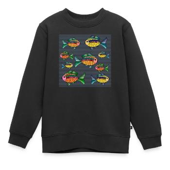 Poissons - Sweat Premium enfant bio - noir - Devant - AI Model Kid Female (0cm)