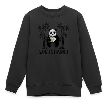 Panda - Ganz entspannt - Kinder Premium Organic Sweatshirt - Schwarz - Vorne - AI Model Kid Female (0cm)