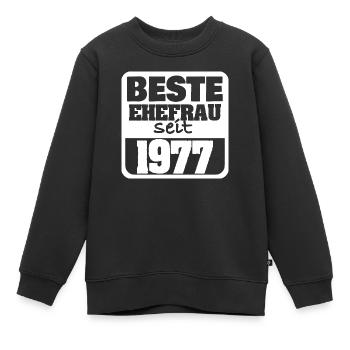 Femme 1977 - Sweat Premium enfant bio - noir - Devant - AI Model Kid Female (0cm)