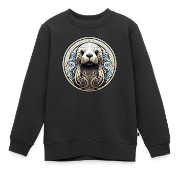 seehund walross - Kinder Premium Organic Sweatshirt - Schwarz - Vorne - AI Model Kid Female (0cm)