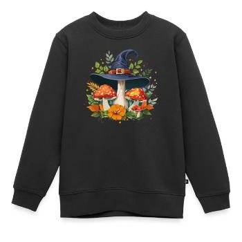 Champignon sorcière - Sweat Premium enfant bio - noir - Devant - AI Model Kid Female (0cm)