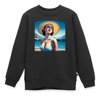 Das Modell am See - Kinder Premium Organic Sweatshirt - Schwarz - Vorne - AI Model Kid Female (0cm)