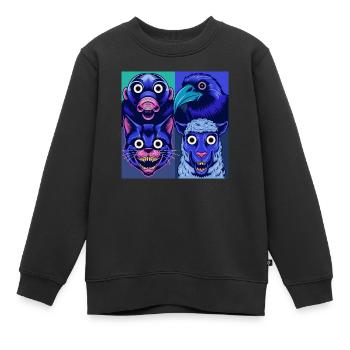 pop-art Rabe Schaf Katze Maulwurf Halloween Tiere - Kinder Premium Organic Sweatshirt - Schwarz - Vorne - AI Model Kid Female (0cm)