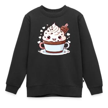 Charmant compagnon de cacao - Sweat Premium enfant bio - noir - Devant - AI Model Kid Female (0cm)